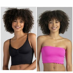 💜Bundle 2NoBoundaries 1Pink  Ruffle Bandeau and 1 Black Ruffle Cami both Size:XS